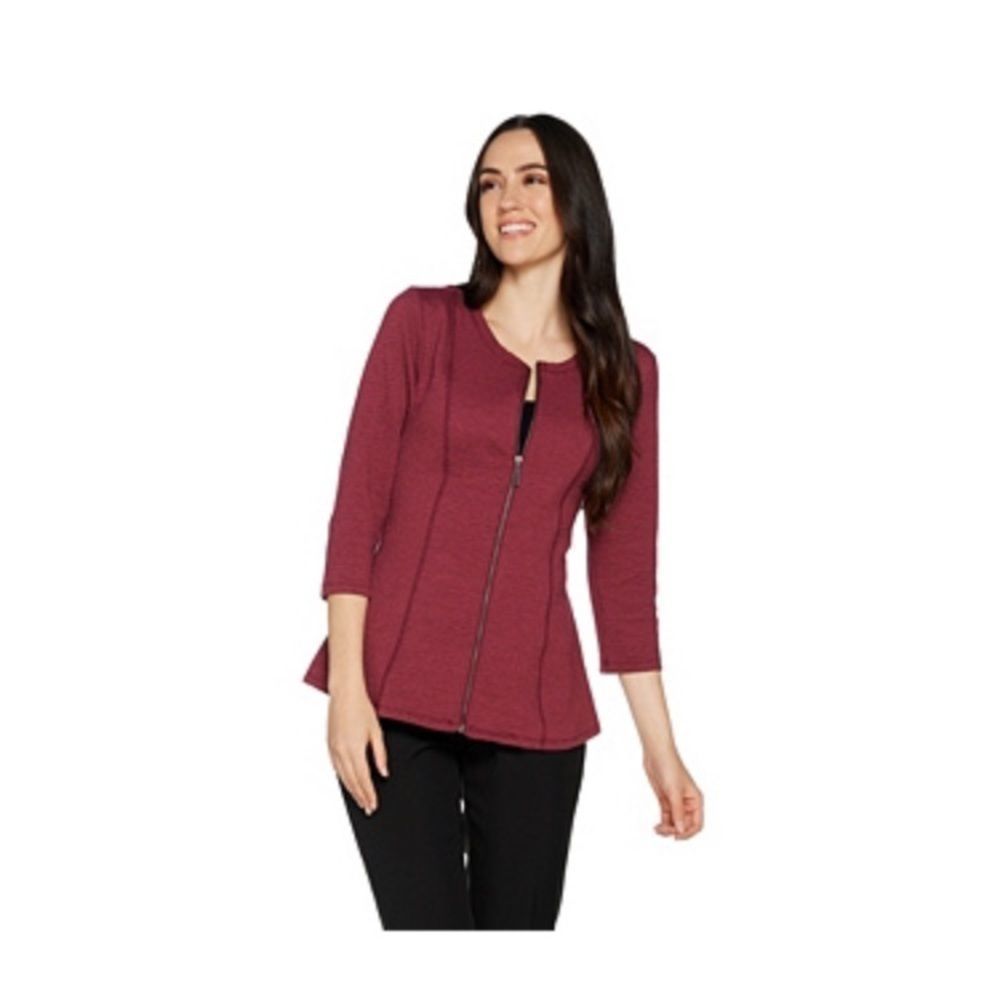 H by Halston 3/4 Sleeve Jacquard Peplum Jacket